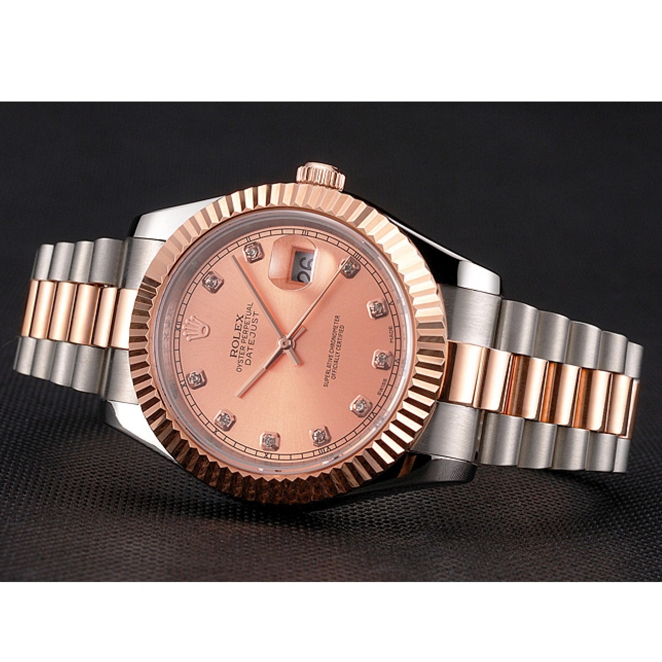 AAA replica watch Tone And Stainless Dial Rolex Bracelet Bezel Rose Case Swiss Two Datejust Steel Gold 0708